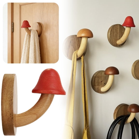 Hook Up Wood Wall Hook Multifunction Rack Hooks for Clothes Hats Bathroom Door Hanger Decorative Hook Storage Organizer, B