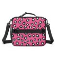 thumbnail image 2 of Black and Pink Leopard Print Insulated Lunch Bag with Shoulder Strap and Bottle Holder,Bento School Lunch Bag Box,11x9.5x3.5 Inches, 2 of 3