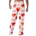 thumbnail image 5 of Men's Fashion Mosaic Heart Print Pajama Pants, Drawstring Elastic Waist Lounge Trousers for Valentine's Day Gift and Home,Pink,XL, 5 of 5