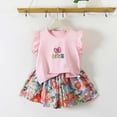 thumbnail image 2 of Toddler Girls Toddler Girls Summer Outfits Short Sleeve Button Up T Shirt Tops Casual Shorts Sets Baby 2t 3t 4t 5t Clothes Toddler Girls Summer Outfits 2pc 6t 7t Children,Lightweight(Pink,5-6 Years), 2 of 3