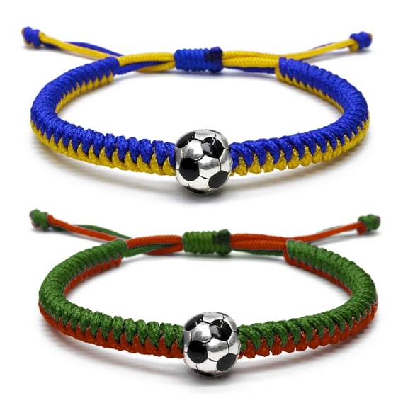 Soccer Bracelets for Men Women and Kids - Stylish Accessories for Soccer Fans Team Spirit Gifts For boys Girls 8-12 and Game Decor… (Blue 2PCS)