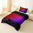 thumbnail image 2 of Manfei 3D Neon Light Twin Comforter Sets, Red Purple Gradient Striped Bedding Set, Black Reversible 2 Pieces, 1 Comforter and 1 Pillowcase, 2 of 6