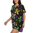 thumbnail image 2 of Picia Mardi Gras Carnival4 Pajamas Sets for Women Soft Short-Sleeved Pjs with Lounge Shorts Two Piece Sleepwear-4X-Large, 2 of 9