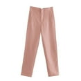 thumbnail image 4 of New Slim Fit Solid Color Pleated Micro Elastic Formal Straight Leg Pants Casual Pants Women's Pants Tan Pants for Women Womens Linen Beach Pants Women Harem Pants Casual High Waist Straight Leg Dress, 4 of 4