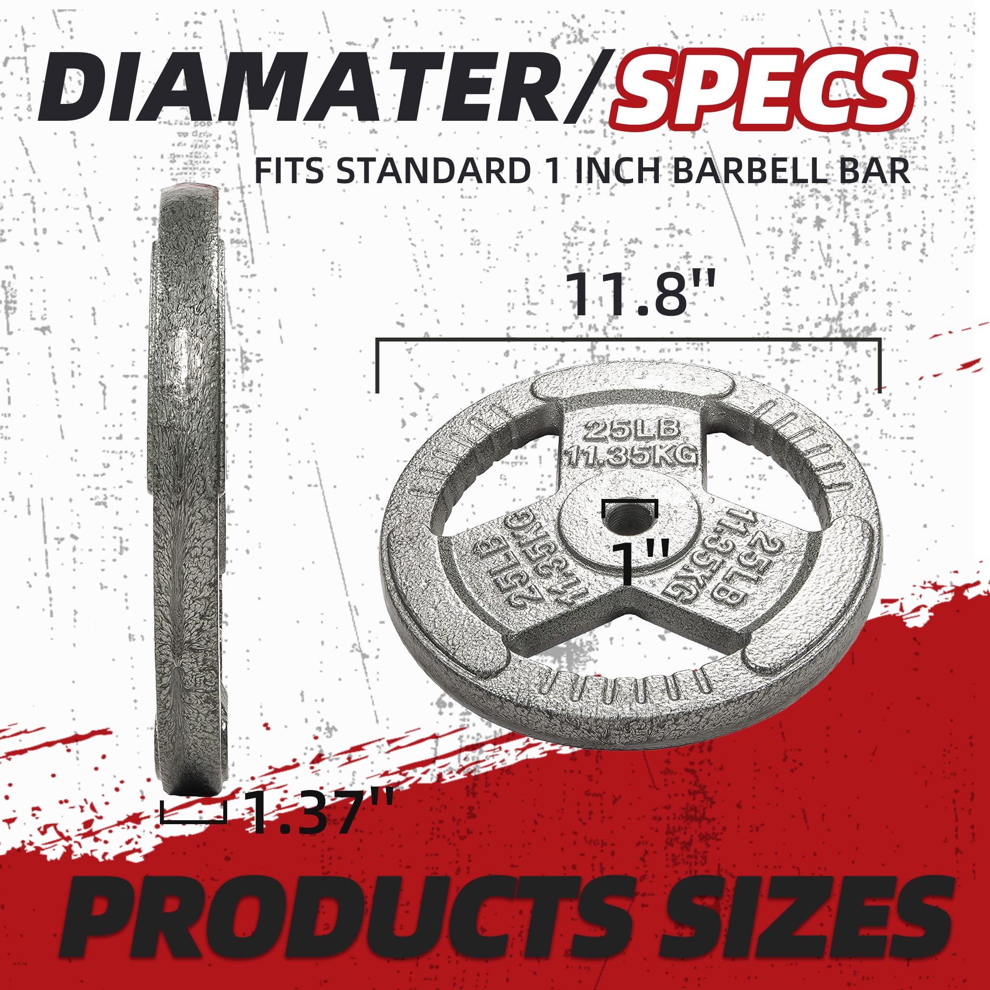 BalanceFrom 1-Inch Cast Iron Olympic Weight Plate Set，with 5FT Barbell, Star Locks，25/35/45LB Weight Plate Options，for Strength Training & Weightlifting