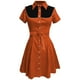 thumbnail image 1 of Vestido camisero vintage con estampado floral western para mujer - Botones, cintura elástica - Vestido midi informal de estilo retro, 1 of 3