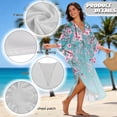 thumbnail image 6 of Xoenoiee Blue Cherry Blossom Print Kaftan Dresses for Women, V Neck Moo Moos Cover Up Caftan Batwing Sleeve Beach Dresses for Swimwear Loungewear, 6 of 7