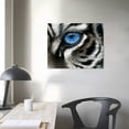 thumbnail image 4 of Acheng  Tiger Pictures Wall Decor Wild Animal with Blue Eyes Canvas Art Picture Black and White Tiger Artwork Print for Bedroom Bathroom Framed  20x16in, 4 of 6