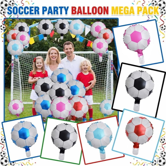 50pcs Foil Balloon Soccer Ball Shape Durable Reusable Mylar Balloon for Sports Themed Party Event Decoration Supplies