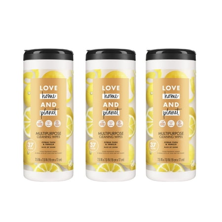 (3 pack) (Buy 2, Get 1 FREE ) Love home and planet multi-purpose cleaning wipes citrus yuzu & vanilla 37 count