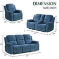 thumbnail image 5 of Golden Furniture Recliner Sofa Set, Fabric Reclining Sofa Set for Living Room Furniture Sets, Blue Recliner Couch Set for Living Room/Office/Theater Seating, 5 of 5