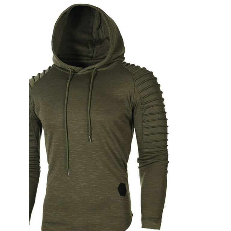 Mens pleated 2025 sleeve hoodie