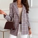 thumbnail image 5 of ICHUANYI Clearance Women's And Winter Fashion Street Casual Long Sleeve Plaid Suit Coat(Red, XL) ICHUANYI WER2023081003118, 5 of 6