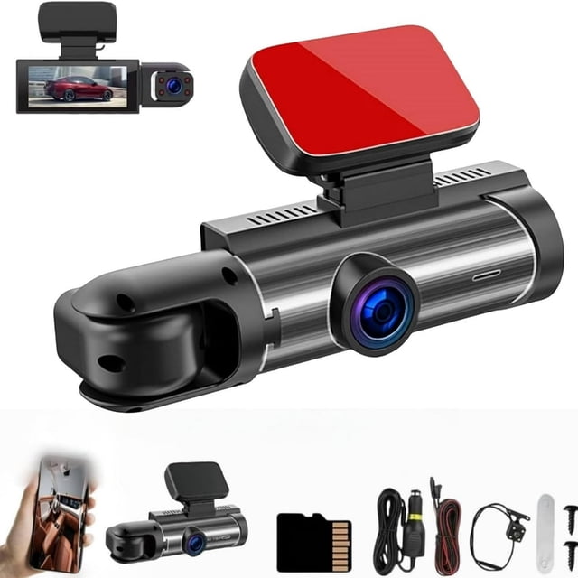 Estbridge Enesy Front and Rear Dash Camera Enesy & Rear Dash Cam 2025 New Enesy Dash Cam 24 Hour Night Vision & HDR Loop Recording & Motion Detection Suitable for All Car (Front+Inside+