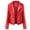 Red, variant on Women's Faux Leather Motorcycle Jacket, Lace-Up Side Zip Biker Coat, Cropped PU Leather Moto Jacket with Lapel, Long Sleeve Fall Outerwear