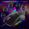 thumbnail image 2 of ZIYOULANG Ultralight Wired Gaming Mouse, Lightweight Honeycomb Shell, 4 RGB Breathing Backlit Mice, 6 Adjustable DPI 6400, USB Optical Computer Mice for Gamer / Office, 2 of 8