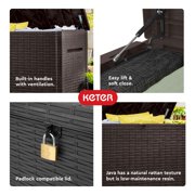 Keter Java 230 Gallon XL Durable Resin Outdoor Deck Box Storage Organization, Wicker Espresso Brown