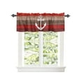 thumbnail image 2 of Kitchen Cafe Valance Curtain for Small Windows,Marine Nautical Anchor with Compass Rod Pocket Short Valances Red Brown Retro Wood Board Window Treatment Panel for Living Room/Bedroom/Bathroom,42x12in, 2 of 9