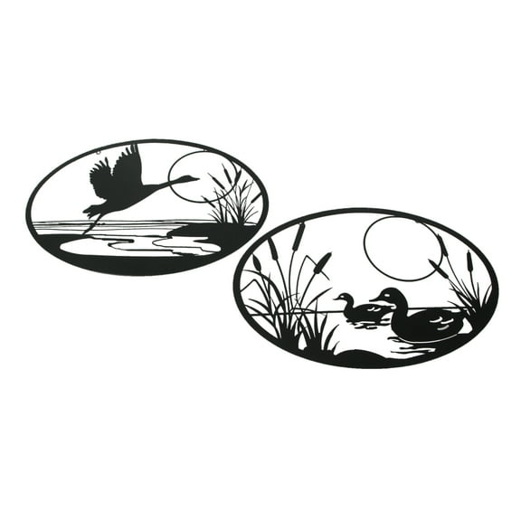 Mayrich Black Metal Goose And Ducks Wall Art Sculpture Home Décor (Set of 2)