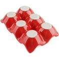 thumbnail image 3 of Ceramic Egg Holder 6 Cups Egg Tray Porcelain Fresh Egg Holder for Fridge Countertop Kitchen Storage (Red), 3 of 5