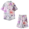 thumbnail image 4 of Conjunto casual de blusa y pantalones de playa de manga corta con estampado de botones para hombre Pompotops  oipoqjl36045, 4 of 5