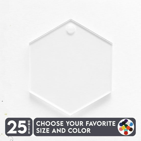 25 Units Acrylic Keychains Vertical Hexagons 1/8" Thick – Clear or Solid Color – (Size 2.5") Made in USA