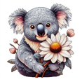 thumbnail image 1 of Koala Adorable avec Fleur - Peinture Diamant DIY, 1 of 6