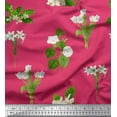 thumbnail image 1 of Soimoi Pink Poly Georgette Fabric Leaves & White Floral Print Fabric by Yard 42 Inch Wide, 1 of 1