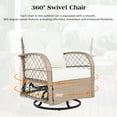 thumbnail image 4 of 3PCS Rattan Patio Furniture Set, 2-person Luxurious Outdoor Chair Set with Table, Porch Bistro Wicker Swivel Rocker with Cushions, 4 of 9