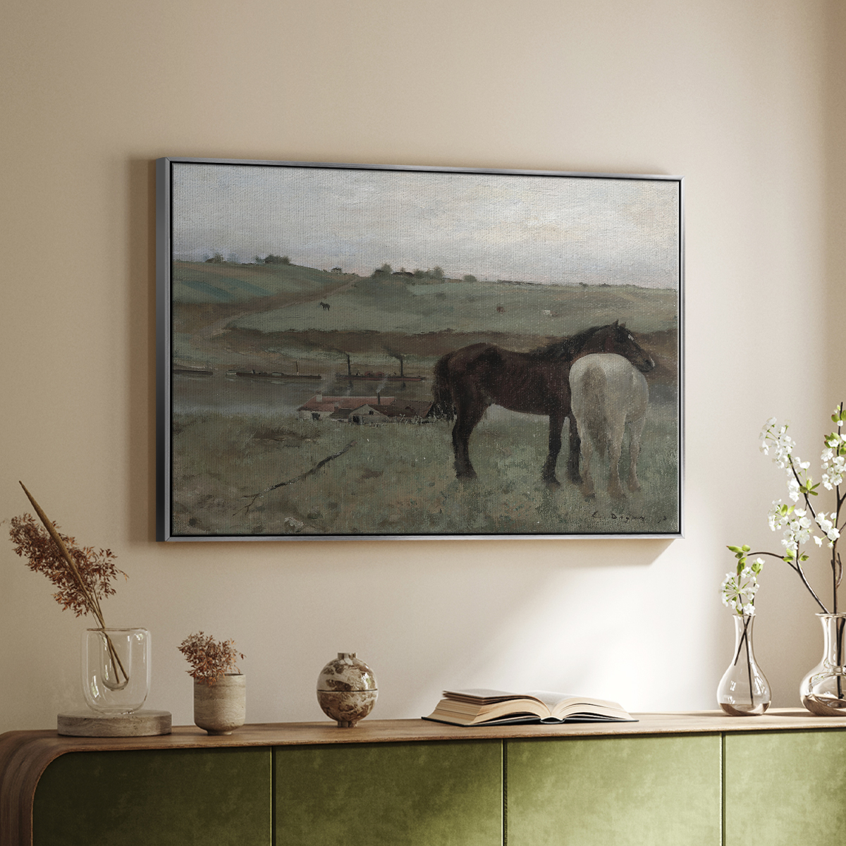 Vintage Animal Print-XXI By Wexford Home Framed in Silver Wood Gallery Wrapped Canvas 27 in. x 41 in.