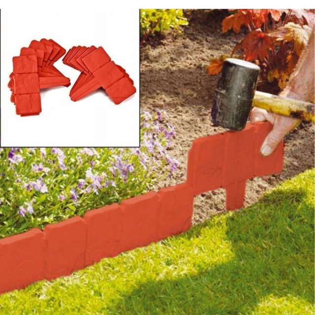 Valla de imitación de piedra, valla de plástico para jardín, valla de empalme plegable de PP, valla de césped para jardinería y jardín