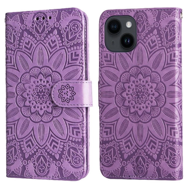Funda tipo cartera GANGXUN para iPhone 13 , diseño girasol, cuero PU, soporte, cierre magnético, tarjetero