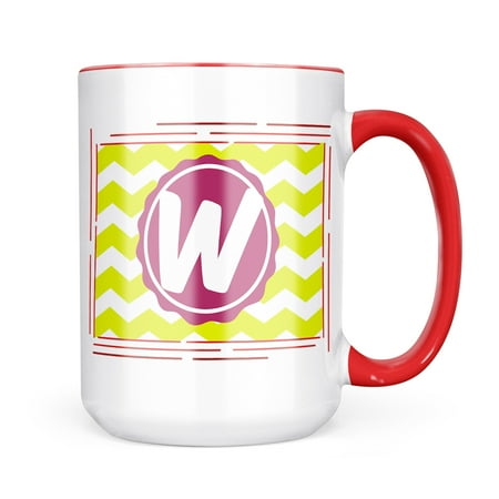 

Neonblond Monogram W Lime Green Chevron Mug gift for Coffee Tea lovers