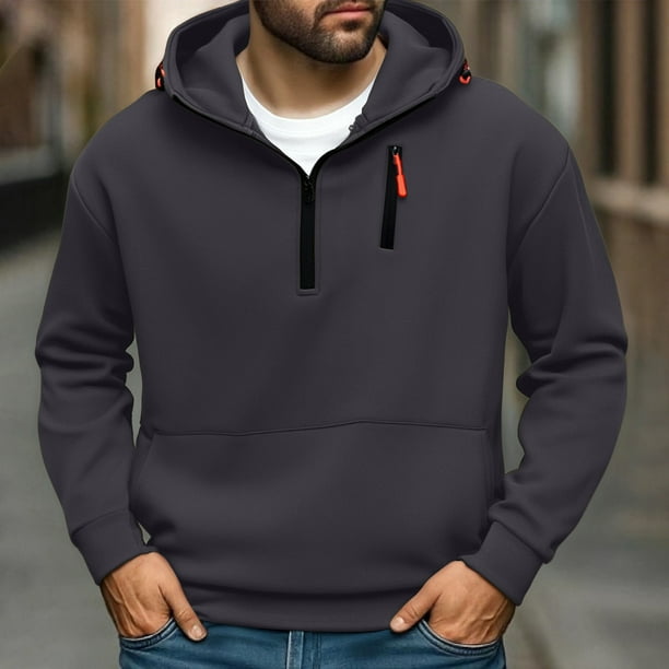 pstuiky manga larga para hombre, Sudadera con capucha y manga larga con cremallera de color liso para hombre salir tops l