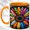 Orange, variant on Polka Dot Daisy Coffee Mug, Rainbow Flower Mug, Ceramic 11 oz