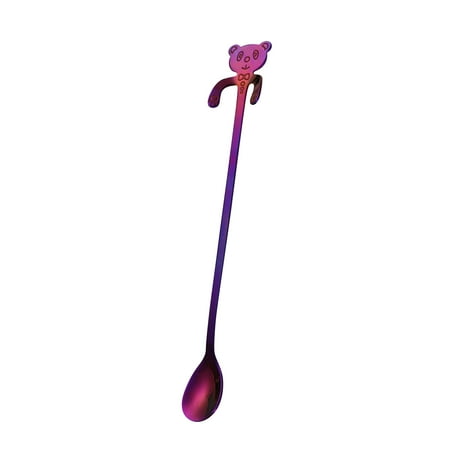 

AIEOTT Kitchen tools kitchen utilitiesHangable Stainless Steel Spoon 304 Stainless Steel Ice Spoon Stirring Spoon Cute Cartoon Little Handle Coffee Spoon