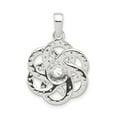 thumbnail image 3 of Sterling Silver Floral Pendant for Women with Cubic Zirconia, Round Center Stone, Interwoven Petal Loops, Elegant Necklace Charm for Bridal or Formal Jewelry, 3 of 6