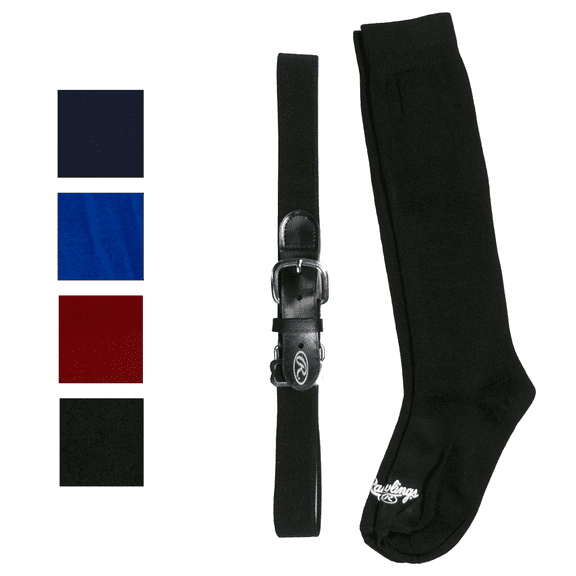 BLTSOCKL-BLK Baseball Belt & Sock Combo (large/black)