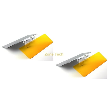 Zone Tech 2 Pack Multifunctional Day and Night Vehicle Clip on Adjustable Anti-Glare Sun Visor protects against sun rays, headlights, tailgates, damaging UV rays and blue (Best Sun Visor For Car)