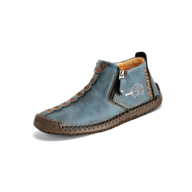 UKAP Men Booties Comfort Ankle Boot Non-Slip Casual Shoes Work Flats Non Slip Loafers Blue US 7.5