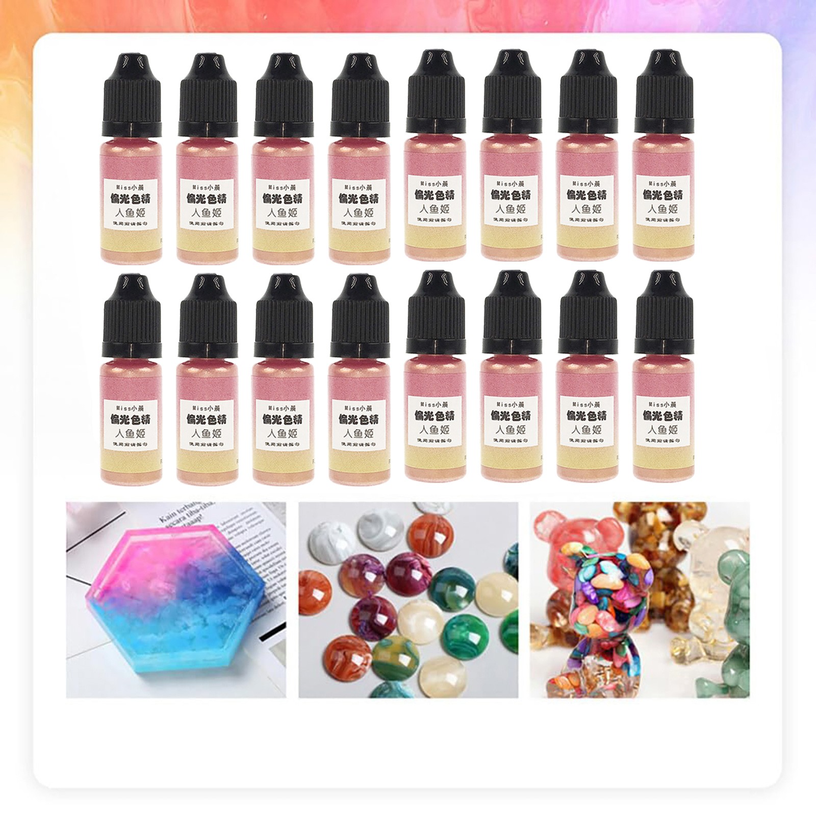 Clearance Sale!Ink Colors High Concentration Metallic Paint Resin Dye Fast Drying Effect Ink For Epoxy Resin Art Painting Glass Tumbler Making 16*10Ml, Adhesive Mucilage