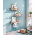 thumbnail image 5 of SUMGAR Nursery Floating Shelves for Wall, Kids Bookshelf Toy Storage Organizer Natural Wood Shelves Wall Mounted for Kids Room, Bedroom，Pink  Set of 3 16in, 5 of 8