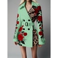 thumbnail image 1 of Manteau Trench à Imprimé Léopard Contrastant pour Femme avec Broderie de Roses Rouges, Double Boutonnage, Revers, Ceinturé, Moulant, pour Fête et Boîte de Nuit, Vêtement d'Extérieur Mode Mode Urbaine, Veste à Manches Longues, 1 of 6