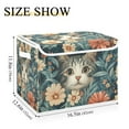 thumbnail image 5 of Yayeee Collapsible Cube Storage Bin with Lid Fabric Closet Decorative Basket with Handles, Flowers Cat, 5 of 7