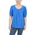 thumbnail image 1 of NY Collection Women's Short Sleeve Balloon Sleeve Top with Hardware, 1 of 4