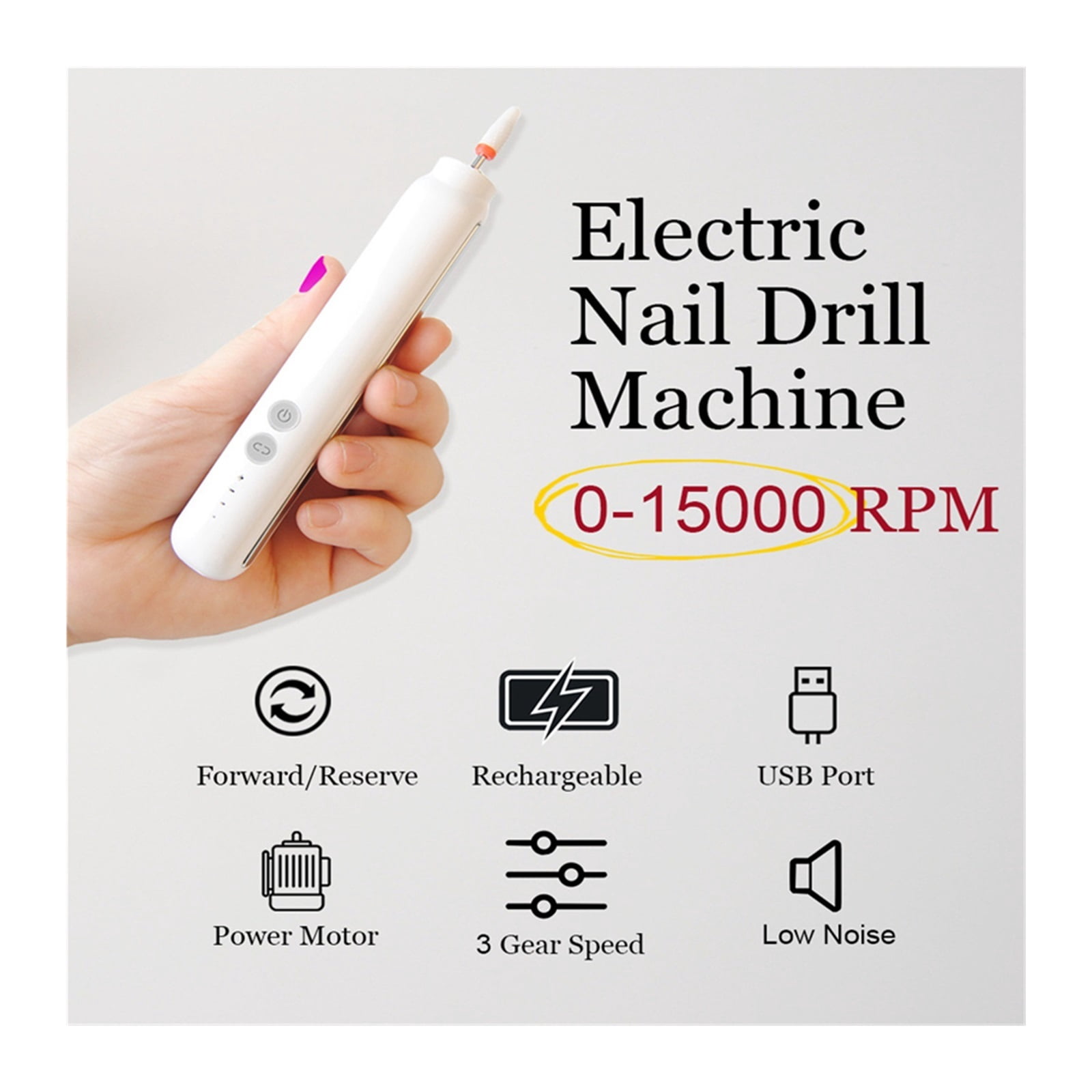 Professional Nail Drill Machine, Electric Manicure Milling Cutter Set, Nail Files Drill Bits, Gel Polish Remover Tools