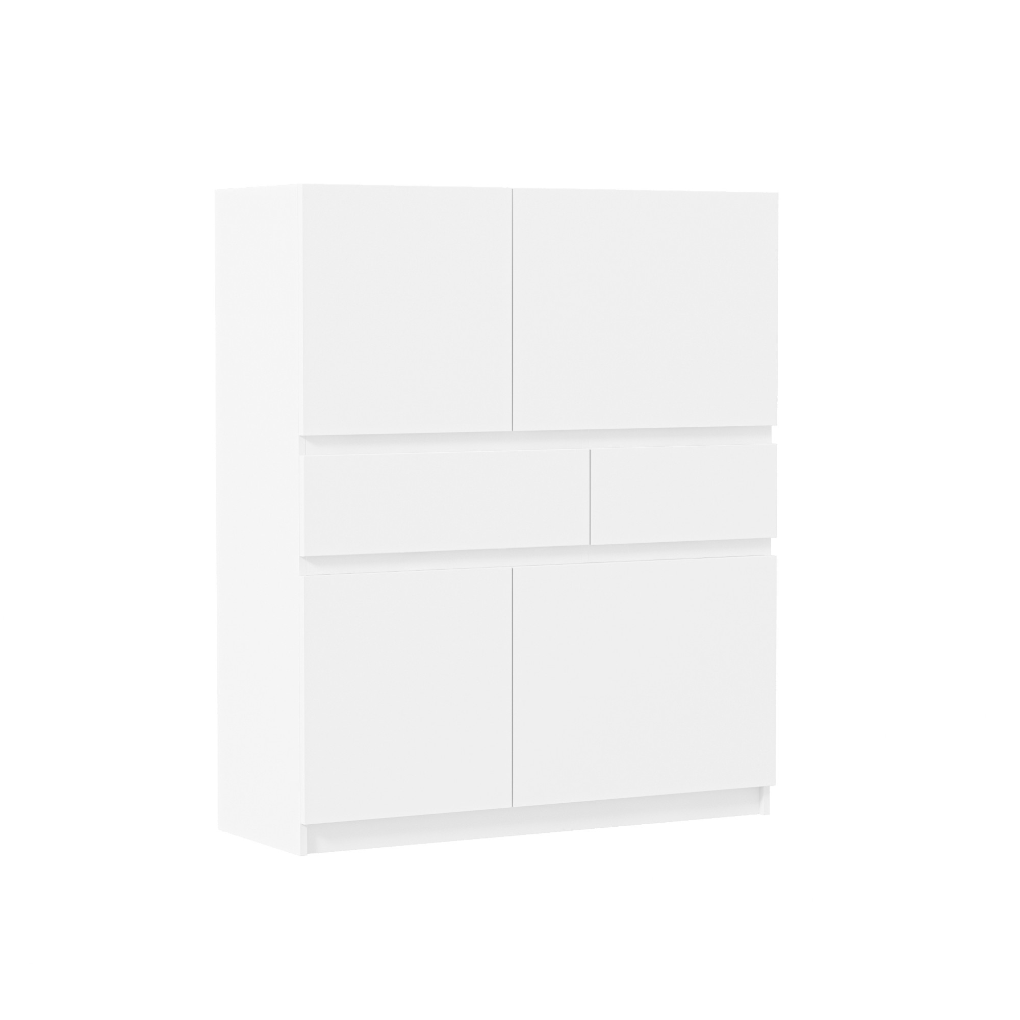 Leumius Wooden Storage Cabinet,Kitchen Pantry Cabinet,Pantry Cabinet with 4 Doors and 2 Drawers for Kitchen,Dining Room,Living Room,White