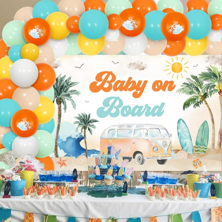Surf Theme Baby Shower Decorations Hawaiian Baby on Board Baby