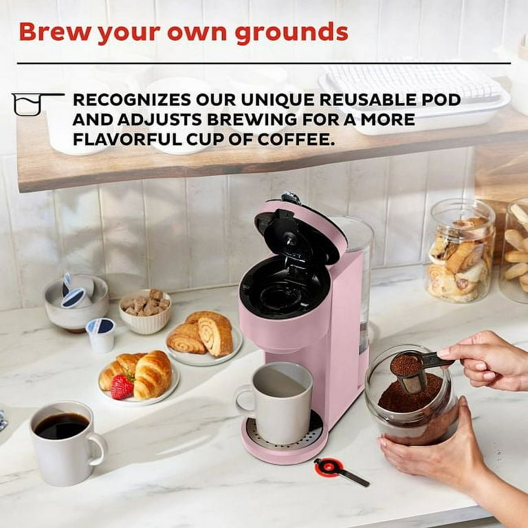 Instant Solo 2-in-1 Single Serve Coffee Maker for Ground Coffee or K-Cup  Pods with 3 Brew Sizes, Pink 