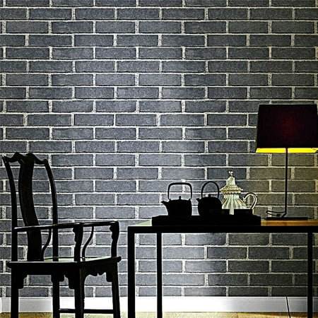2 Black Striped Wallpaper Rolls - 56.16Sq.Ft 3D Wallpaper Bedroom Mural Roll Brick Stone Wall Background Texture Art Wallpaper